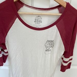 super cute 3/4 sleeve (phys. ed logo) shirt